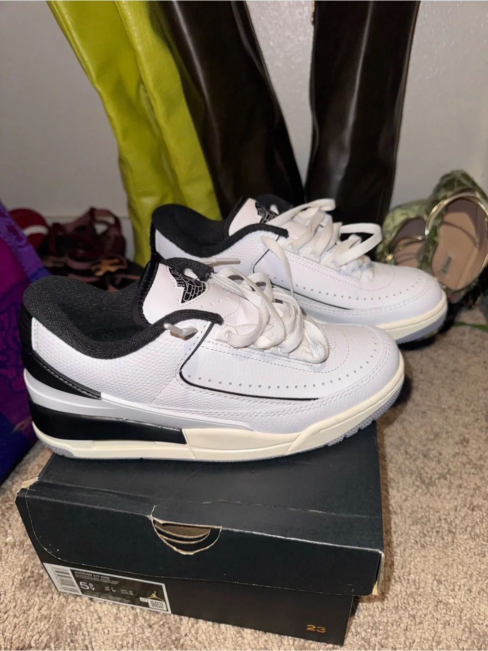 Jordan White and Black Low-Top Sneakers